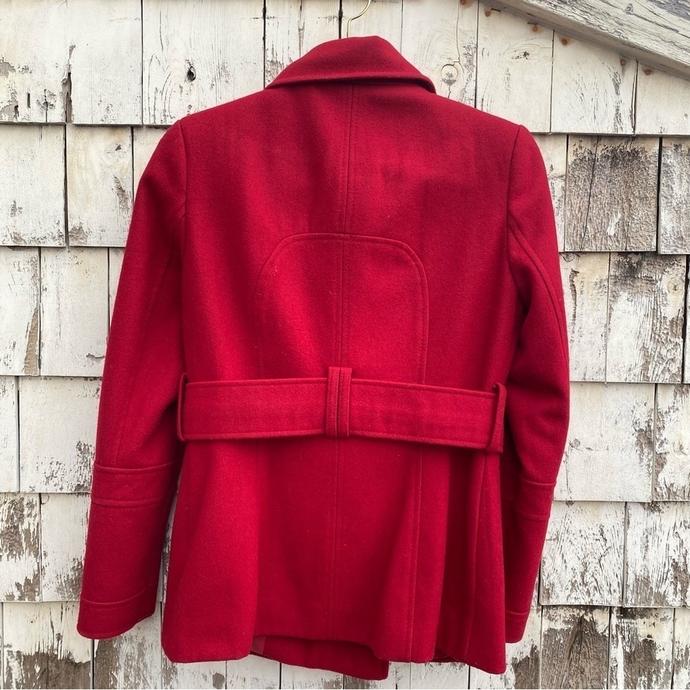 Moda Internacional Red Wool Blend Pea Coat - Picture 2 of 6